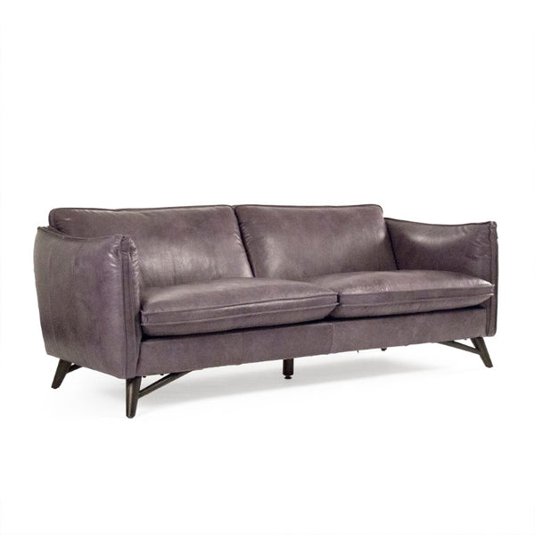 Zentique Lionel Premium Top-Grain Leather Sofa with Rubberwood Frame, Contemporary Comfort & Durable Style S0127-01-3