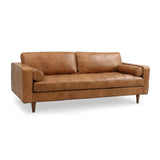 Holly Sofa Dark Brown Rubberwood, Rust Orange Leather S0412-3D Zentique