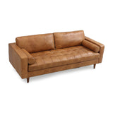 Holly Sofa Dark Brown Rubberwood, Rust Orange Leather S0412-3D Zentique