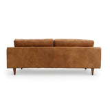 Holly Sofa Dark Brown Rubberwood, Rust Orange Leather S0412-3D Zentique