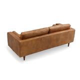 Holly Sofa Dark Brown Rubberwood, Rust Orange Leather S0412-3D Zentique