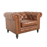Arthur Arm Chair Dark Brown Rubberwood, Rust Orange Leather S0431-1D Zentique