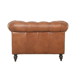 Arthur Arm Chair Dark Brown Rubberwood, Rust Orange Leather S0431-1D Zentique