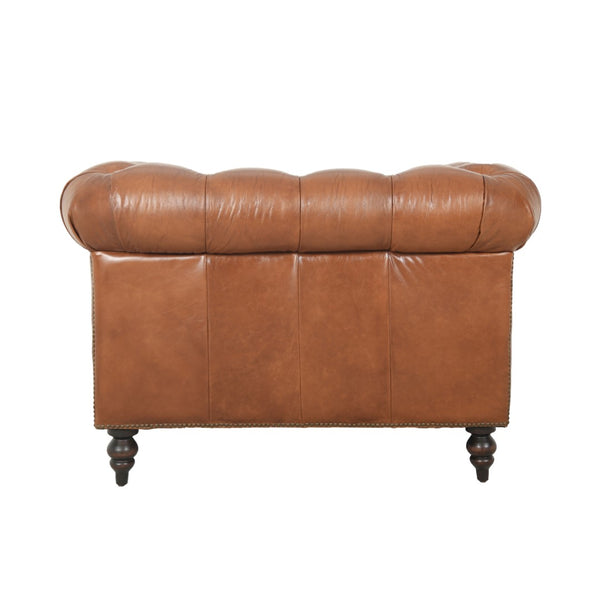 Arthur Arm Chair Dark Brown Rubberwood, Rust Orange Leather S0431-1D Zentique