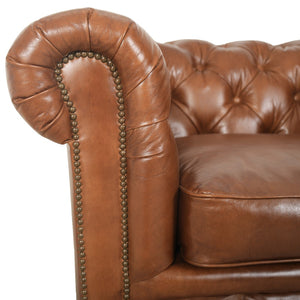 Arthur Arm Chair Dark Brown Rubberwood, Rust Orange Leather S0431-1D Zentique