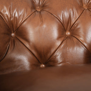 Arthur Arm Chair Dark Brown Rubberwood, Rust Orange Leather S0431-1D Zentique