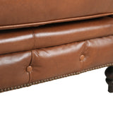 Arthur Arm Chair Dark Brown Rubberwood, Rust Orange Leather S0431-1D Zentique