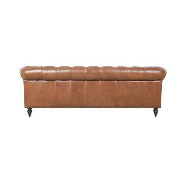 Arthur Sofa Dark Brown Rubberwood, Rust Orange Leather S0431-3D Zentique