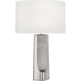 Robert Abbey Margeaux Table Lamp Polished Nickel Finish with Matte Nickel Accents White Oval Organza Shade