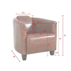 Pasargad Madison Luxurious Top Grain Leather Lounge Armchair – Elegant Comfort For Any Space Brown Leather Chair-883-1
