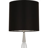 Robert Abbey Juno Table Lamp Polished Nickel Finish w/ Clear Crystal Accent Black Opaque Parchment W/ Matte Silver Foil Lining