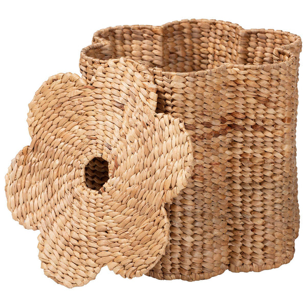 Bali & Pari Della Handwoven Seagrass Hamper Scalloped Wicker Basket for Bedroom