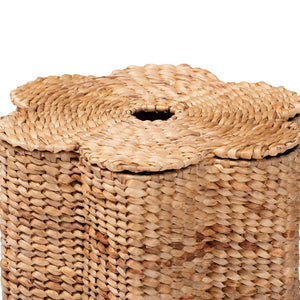 Bali & Pari Della Handwoven Seagrass Hamper Scalloped Wicker Basket for Bedroom
