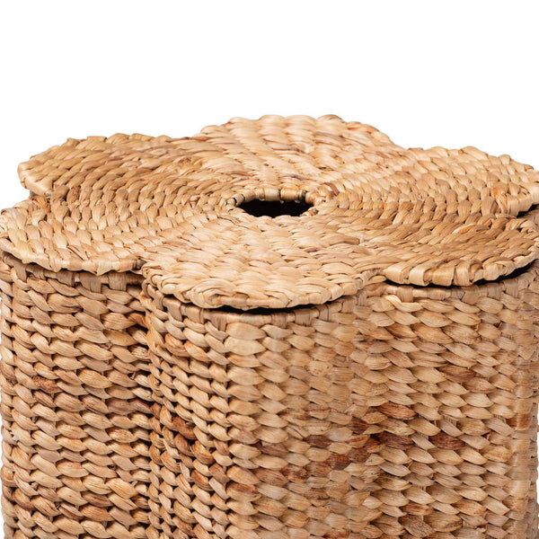 Bali & Pari Della Handwoven Seagrass Hamper Scalloped Wicker Basket for Bedroom