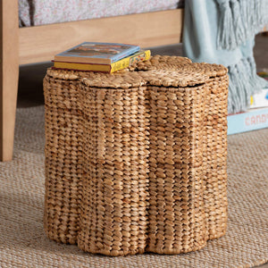 Bali & Pari Della Handwoven Seagrass Hamper Scalloped Wicker Basket for Bedroom