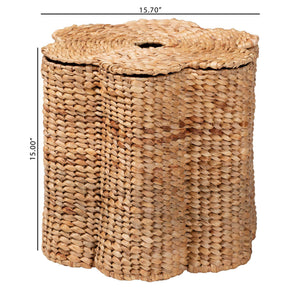 Bali & Pari Della Handwoven Seagrass Hamper Scalloped Wicker Basket for Bedroom