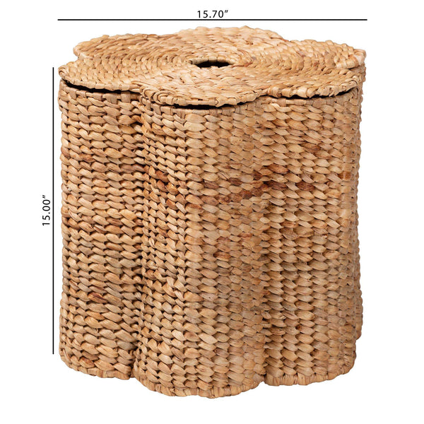 Bali & Pari Della Handwoven Seagrass Hamper Scalloped Wicker Basket for Bedroom