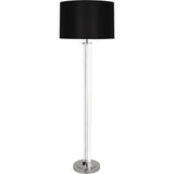 Robert Abbey Fineas Floor Lamp Clear Glass and Polished Nickel Black Painted Opaque Parchment Shade With White Lining