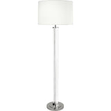 Robert Abbey Fineas Floor Lamp Clear Glass and Polished Nickel Ascot White Fabric Shade