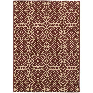 Oriental Weavers Stratton Geometric Red Ivory Polypropylene Area Rug for Large Living Dining Rooms S5882B300390ST