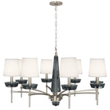 Robert Abbey Cristallo Chandelier Polished Nickel Finish w/ Smoke Gray Crystal Fondine Fabric Shade