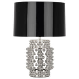 Robert Abbey Nickel Metallic Glaze Dolly Accent Lamp Nickel Metallic Glaze Black Opaque Parchment Shade With Silver Foil Lining