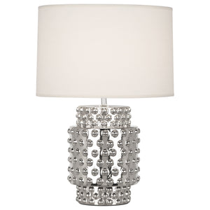 Robert Abbey Nickel Metallic Glaze Dolly Accent Lamp Nickel Metallic Glaze Fondine Fabric Shade