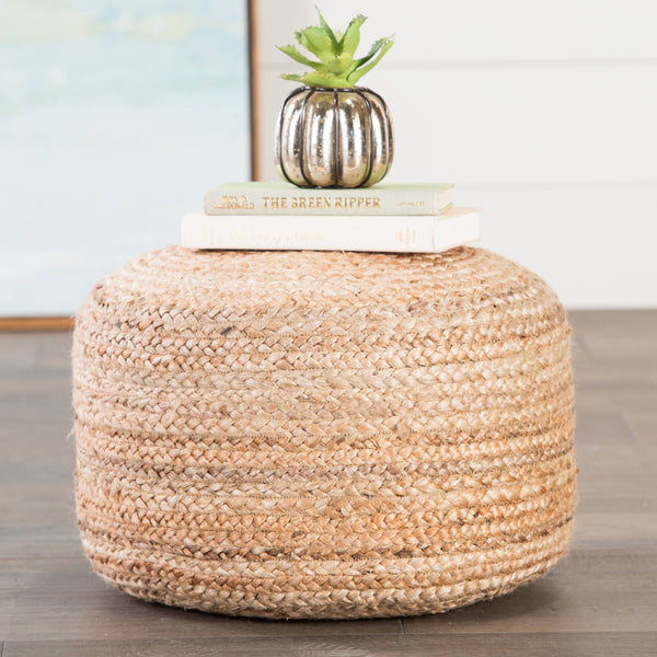 Jaipur Living Jaipur Living Sangam Handcrafted Braided Jute Pouf Organic Footrest for Modern Interiors Beige Cylinder POF100120