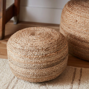 Jaipur Living Jaipur Living Sangam Handcrafted Braided Jute Pouf Organic Footrest for Modern Interiors Beige Cylinder POF100120