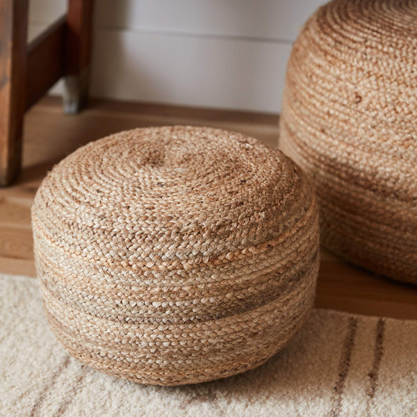 Jaipur Living Jaipur Living Sangam Handcrafted Braided Jute Pouf Organic Footrest for Modern Interiors Beige Cylinder POF100120