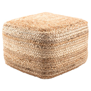 Jaipur Living Jaipur Living Sangam Handcrafted Braided Jute Pouf Organic Footrest for Modern Interiors Beige Cuboid POF100121
