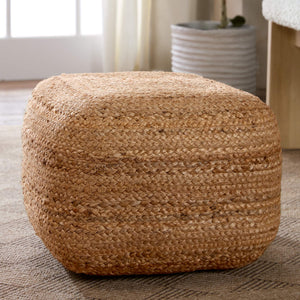 Jaipur Living Jaipur Living Sangam Handcrafted Braided Jute Pouf Organic Footrest for Modern Interiors Beige Cuboid POF100121