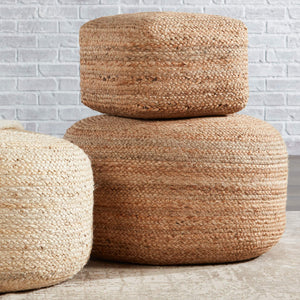 Jaipur Living Jaipur Living Sangam Handcrafted Braided Jute Pouf Organic Footrest for Modern Interiors Beige Cuboid POF100121