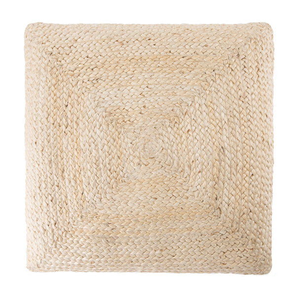 Jaipur Living Jaipur Living Natia Braided Jute Floor Cushion Artisan Woven Bohemian Pouf Seat Ivory POF100456