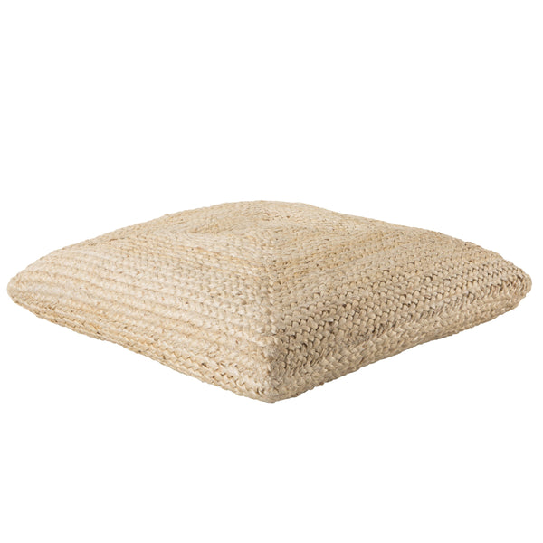 Jaipur Living Jaipur Living Natia Braided Jute Floor Cushion Artisan Woven Bohemian Pouf Seat Ivory POF100456