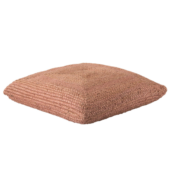 Jaipur Living Jaipur Living Natia Braided Jute Floor Cushion Artisan Woven Bohemian Pouf Seat Light Pink POF100457