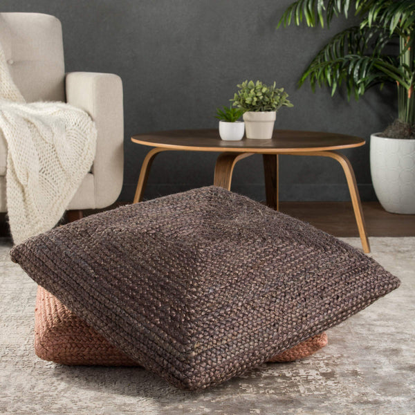 Jaipur Living Jaipur Living Natia Braided Jute Floor Cushion Artisan Woven Bohemian Pouf Seat Brown POF100458