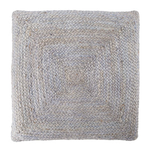 Jaipur Living Jaipur Living Natia Braided Jute Floor Cushion Artisan Woven Bohemian Pouf Seat Light Gray POF100459