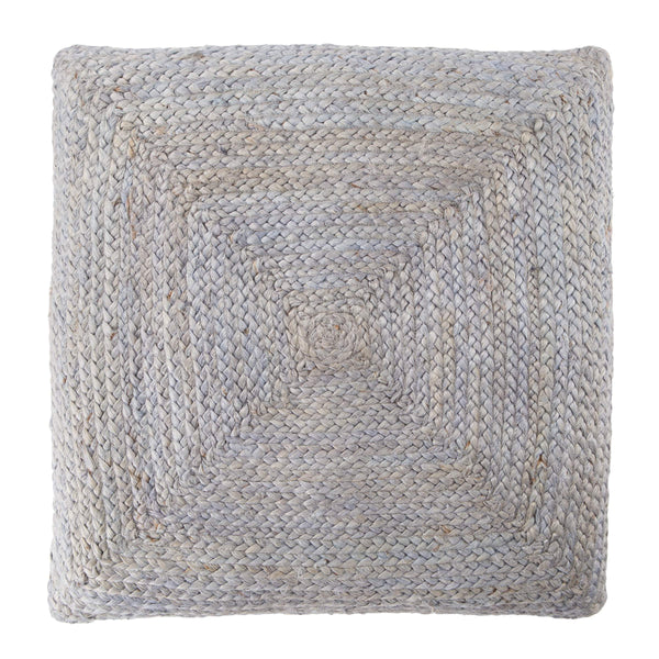 Jaipur Living Jaipur Living Natia Braided Jute Floor Cushion Artisan Woven Bohemian Pouf Seat Light Gray POF100459