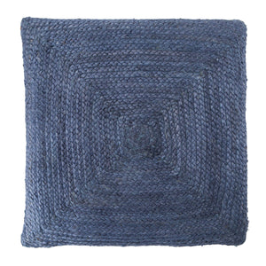 Jaipur Living Jaipur Living Natia Braided Jute Floor Cushion Artisan Woven Bohemian Pouf Seat Blue POF100460