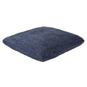 Jaipur Living Jaipur Living Natia Braided Jute Floor Cushion Artisan Woven Bohemian Pouf Seat Blue POF100460
