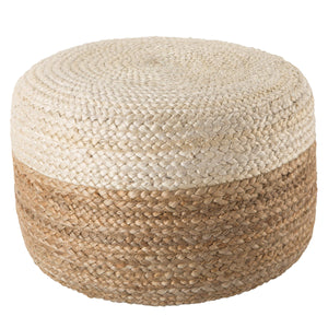 Jaipur Living Jaipur Living Handbraided Jute Cylinder Pouf with Ombre Gradient for Bohemian Rooms White 18 W x 18 L x 12 H POF100462