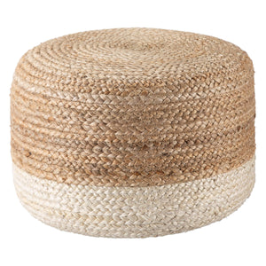 Jaipur Living Jaipur Living Handbraided Jute Cylinder Pouf with Ombre Gradient for Bohemian Rooms White 18 W x 18 L x 12 H POF100462