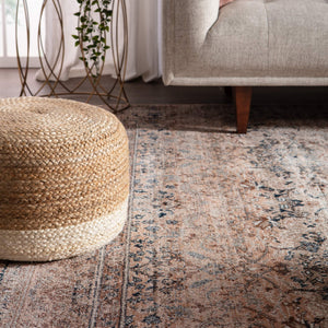 Jaipur Living Jaipur Living Handbraided Jute Cylinder Pouf with Ombre Gradient for Bohemian Rooms White 18 W x 18 L x 12 H POF100462