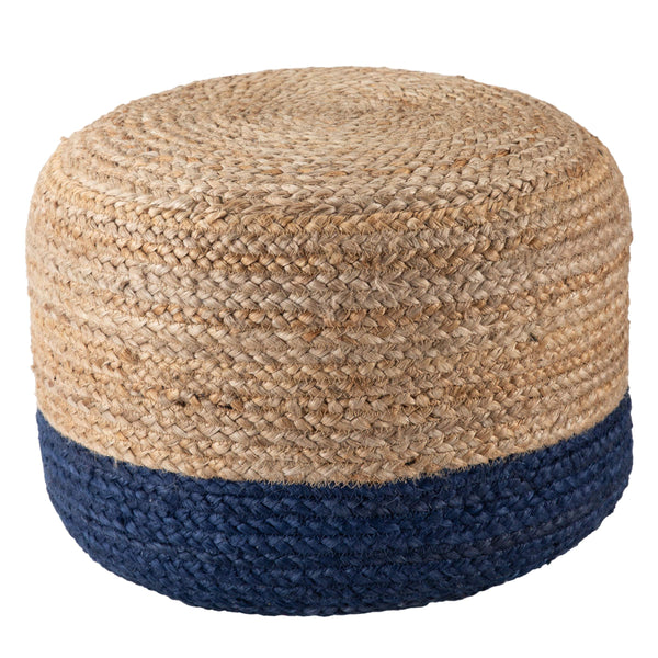 Jaipur Living Jaipur Living Handbraided Jute Cylinder Pouf with Ombre Gradient for Bohemian Rooms Blue 18 W x 18 L x 12 H POF100463