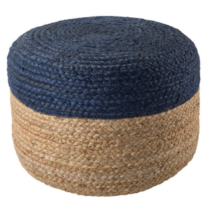 Jaipur Living Jaipur Living Handbraided Jute Cylinder Pouf with Ombre Gradient for Bohemian Rooms Blue 18 W x 18 L x 12 H POF100463
