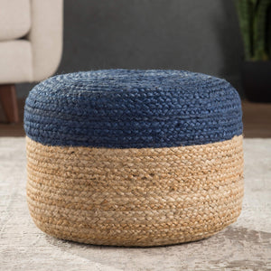 Jaipur Living Jaipur Living Handbraided Jute Cylinder Pouf with Ombre Gradient for Bohemian Rooms Blue 18 W x 18 L x 12 H POF100463