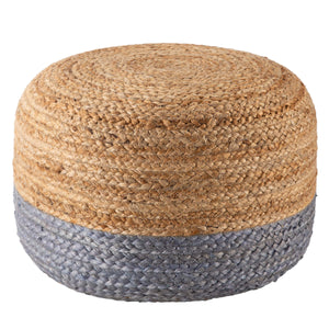 Jaipur Living Jaipur Living Handbraided Jute Cylinder Pouf with Ombre Gradient for Bohemian Rooms Light Gray 18 W x 18 L x 12 H POF100464