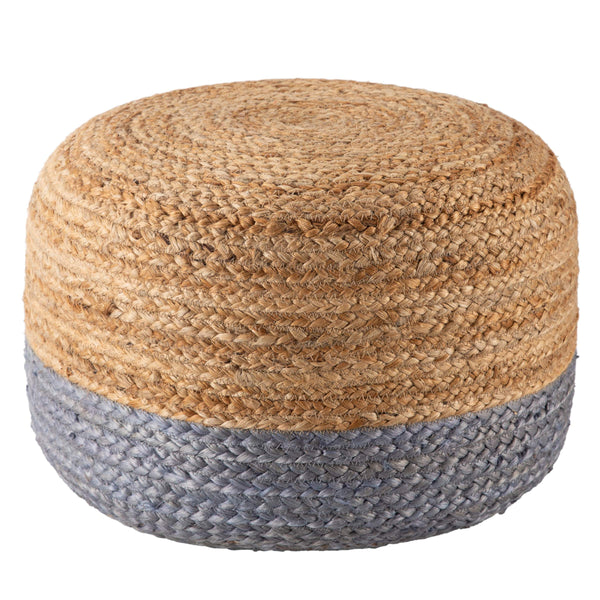 Jaipur Living Jaipur Living Handbraided Jute Cylinder Pouf with Ombre Gradient for Bohemian Rooms Light Gray 18 W x 18 L x 12 H POF100464