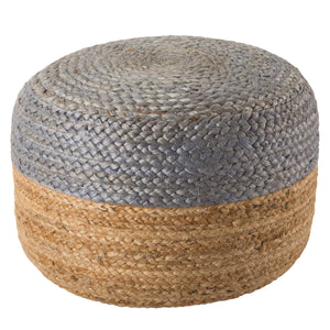 Jaipur Living Jaipur Living Handbraided Jute Cylinder Pouf with Ombre Gradient for Bohemian Rooms Light Gray 18 W x 18 L x 12 H POF100464